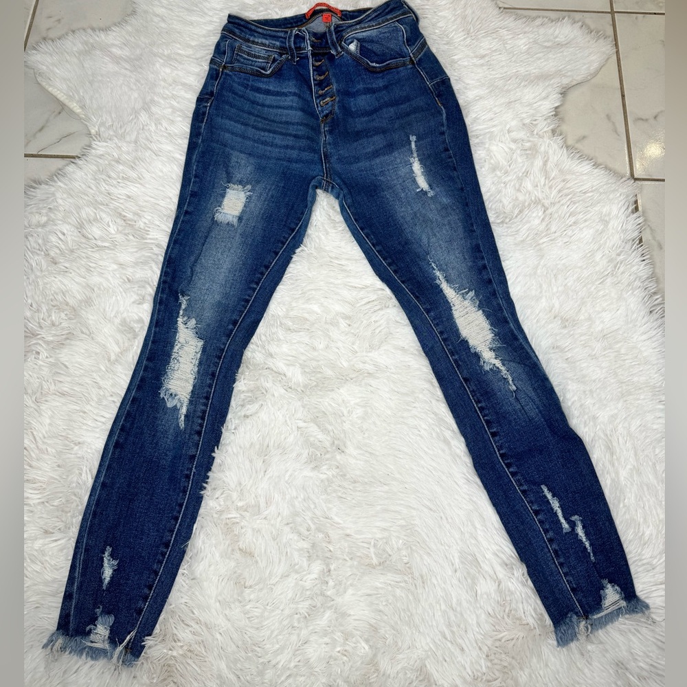 Wax Jean Vintage-Inspired Exposed Button Skinny Denim